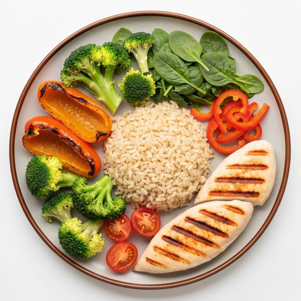 Comida balanceada en un plato